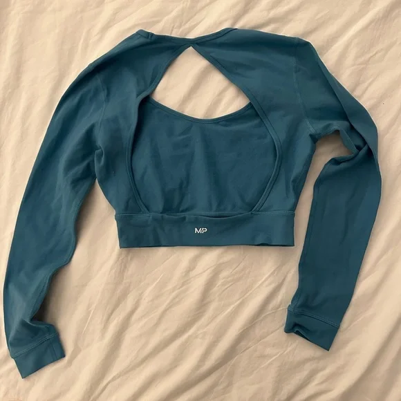 MyProtein workout outfit, leggings, sport bra, long sleeve, shorts. Blue, size M - Picture 4 of 9